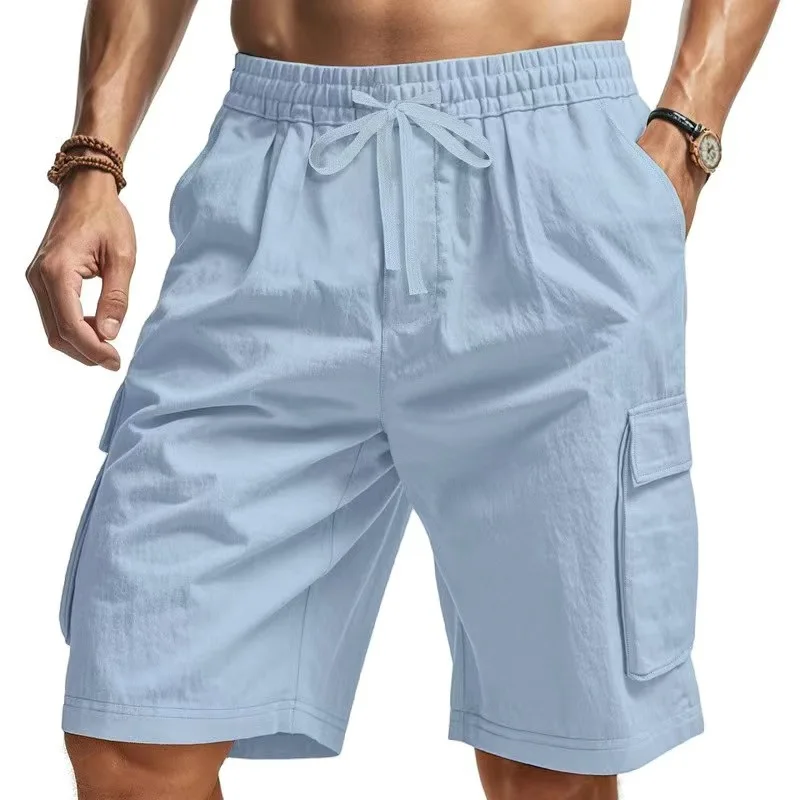 Novos Shorts Masculinos de Verão 2026: Moda Sólida com Múltiplos Bolsos, Leves e Respiráveis para Trabalho, Esportes ao Ar Livre e Lazer na Praia
