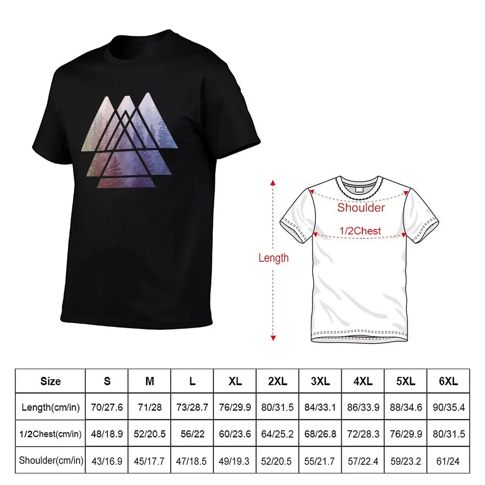 Sacred Geometry Triangles - Rainbow Misty Forest T-Shirt plus size tops summer clothes mens white t shirts