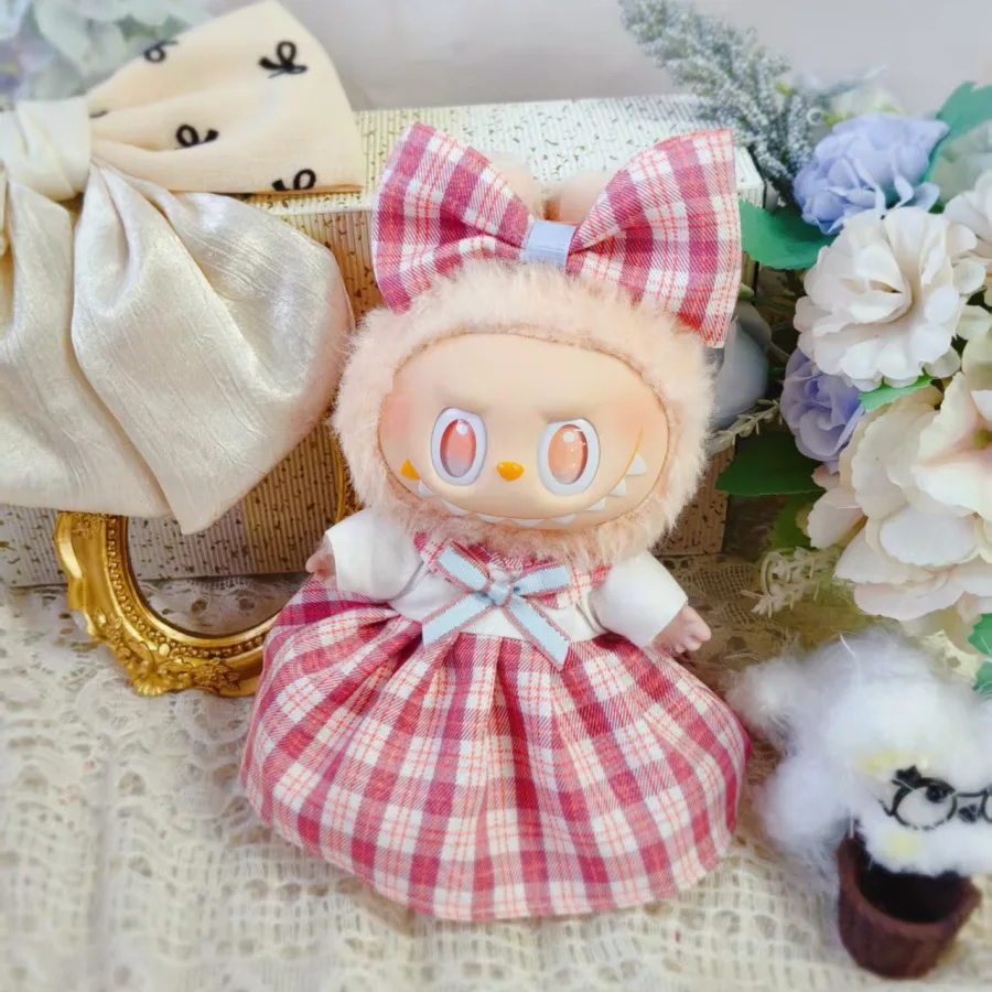 Labubu High Imitation Big Baby Clothes 17cm Vinyl Doll Pendant Plush Toy Clothes Suit Skirt
