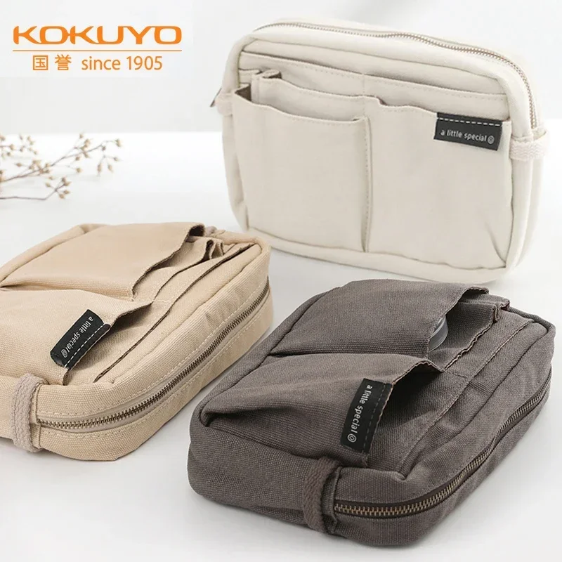 KOKUYO new one-meter new pure large-capacity bag multi Retro style literature and art simple Shange grid stationery