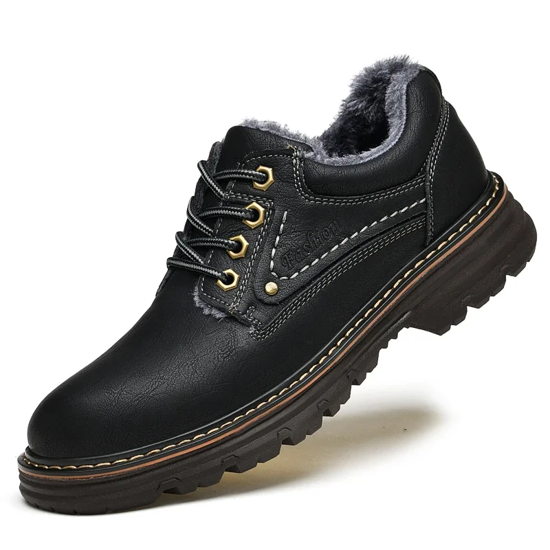 

Leather men's casual shoes winter plus velvet men's shoes brown men's boots designer shoes formal oxford shoes38-45