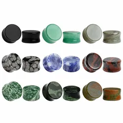 KUBOOZ 2PCS Stone Ear Gauges Plugs Tunnels Stretcher Earrings Body Jewelry Expander for Women And Men