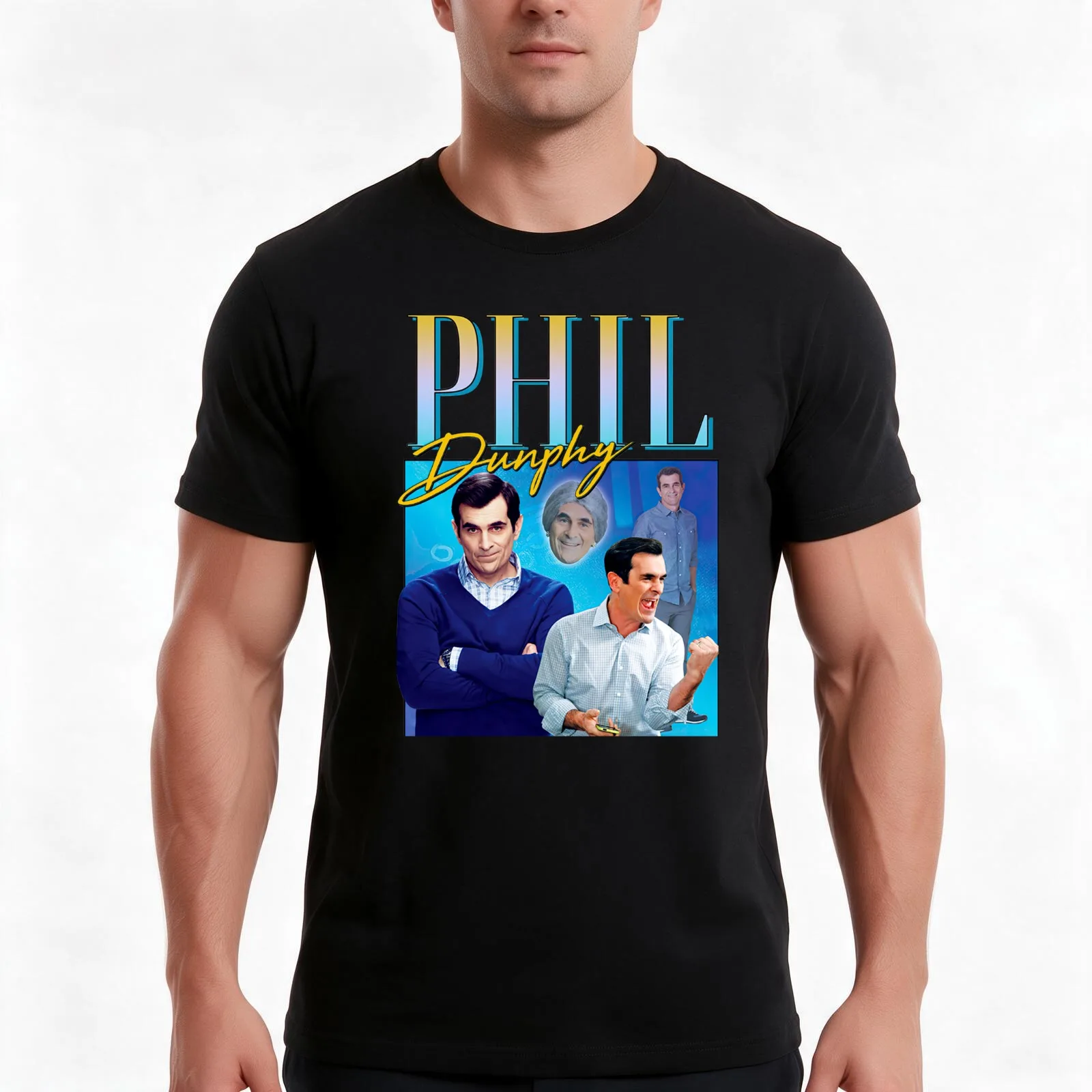 Phil-Dunphy-Homage T-Shirt, Summer Casual Cotton Tee, Oversized Streetwear Tops, Vintage Graphic Print, Loose Fit Short Sleeve