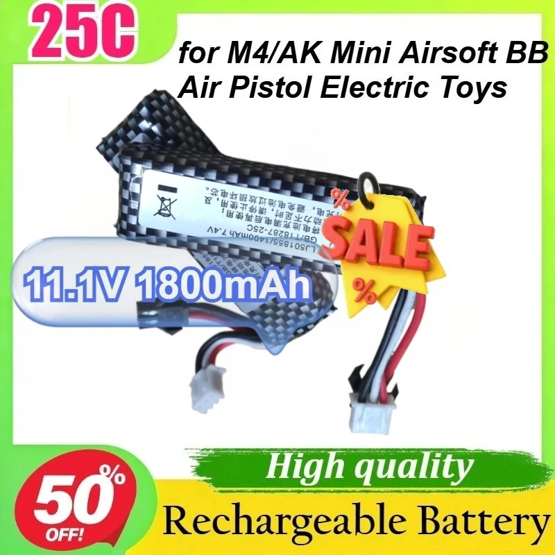 

3S 11.1V 1800mAh 25C 401855 Lipo Battery Set For Water Gun M4 AK Mini Airsoft BB Air Pistol Electric Toys RC Parts