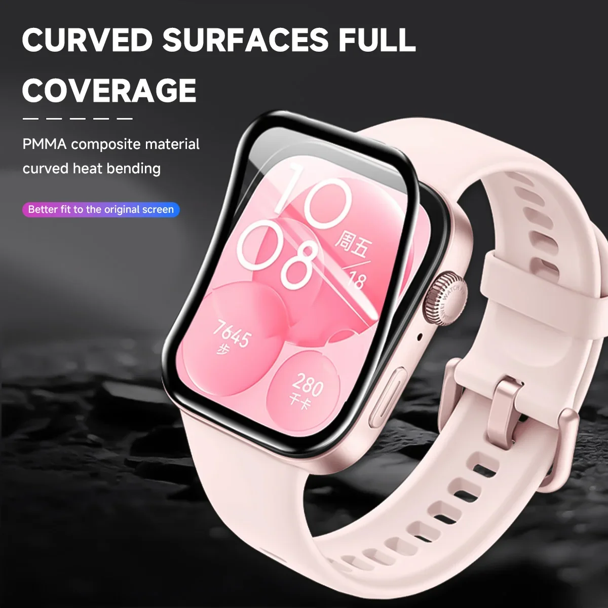 Screen Protector for Huawei Watch Fit 3 2 1 Curved Screen Protector for Huawei Watch Fit3 Ultra-HD Full Coverage Protective Film