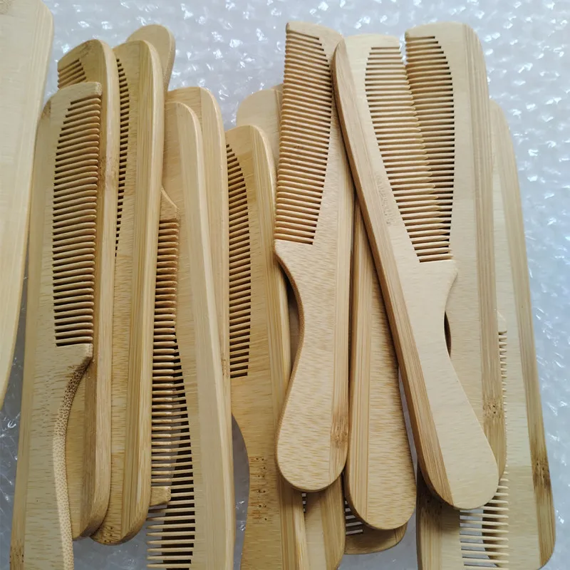 50 PCS Fine Tooth Bamboos Comb Anti-Static Natural Wooden Hair Combs for home hotel Straight Hair, Curly Hair, Beard