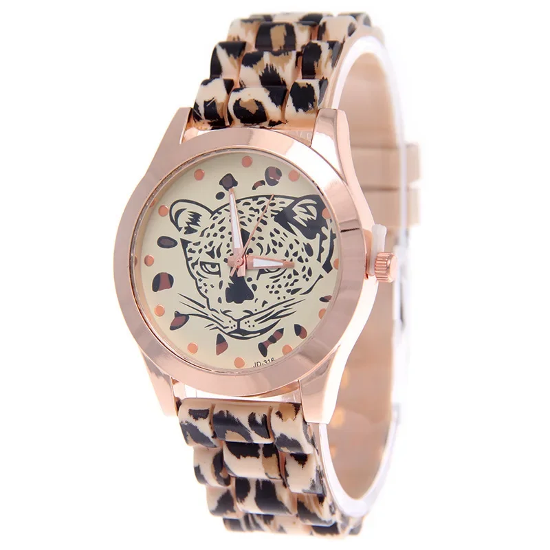 2024 New Fashion Female Quartz Wristwatches Leopard Print Silicone Women Watch Casual Student Watch Leopard Print Color Quartz