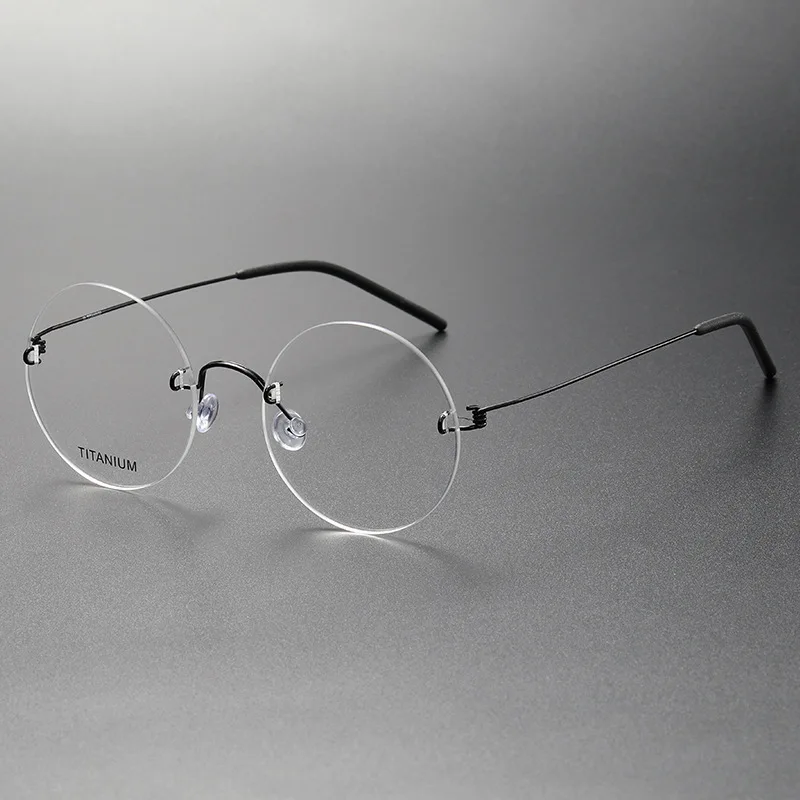 

Top Quality Rimless Titanium Glasses Frame Men Women Small Face Round Optical Eyeglass frames Denmark designer Eyewear
