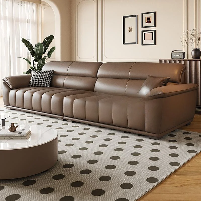 

Minimalist leather sofa combination modern simple small apartment living room piano keys first layer cowhide sofa