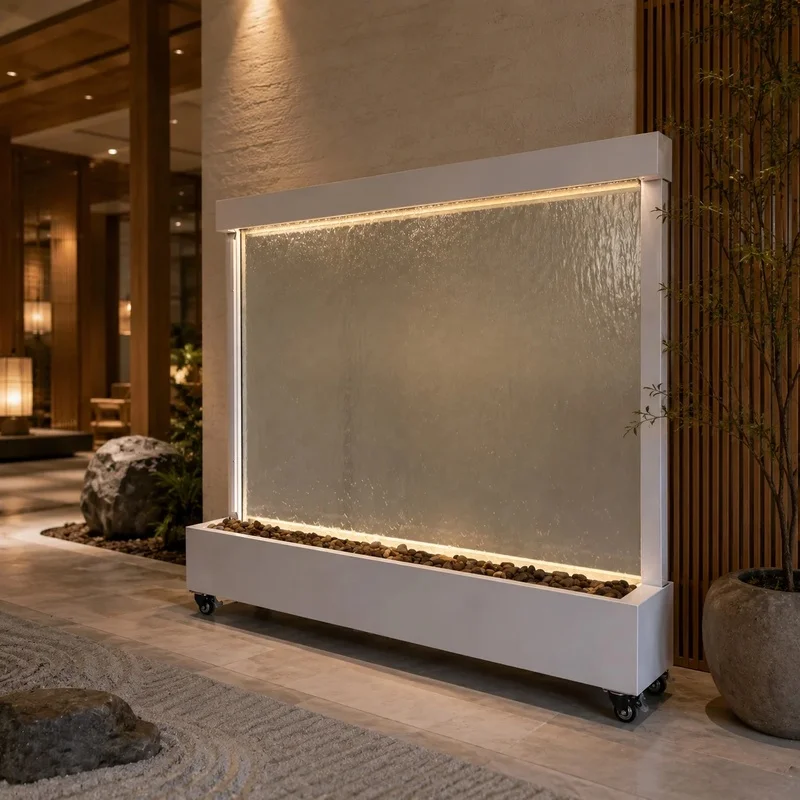 custom.304 Stainless Steel Large Waterproof Laser Cut Floor-Standing Waterfall Wall Panel Modern Screens Room Dividers Spa
