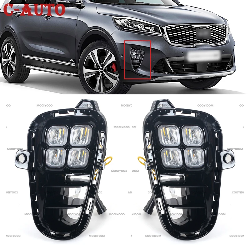 

LED DRL Headlight headlights Fog lights fog light Daytime running lights For Kia RIO 2017 2018 2019 2020 Foglights covers frame