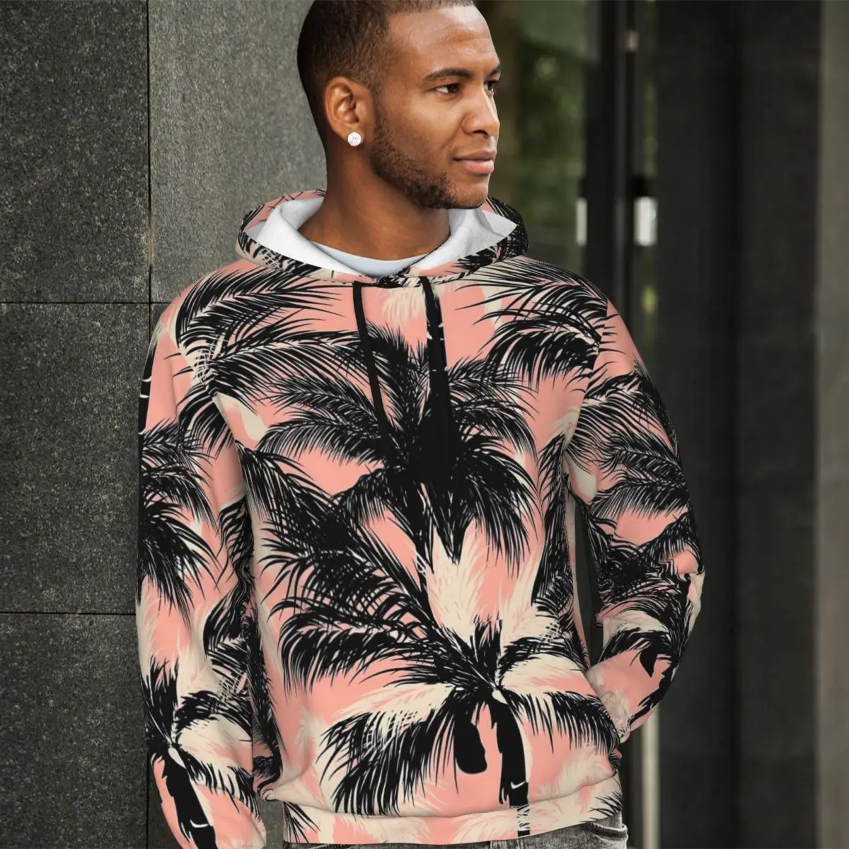 Sunset Palm Trees Art Casual Hoodies Male Harajuku Pullover Hoodie Autumn Outerwear Design Sweatshirts Oversized Tops