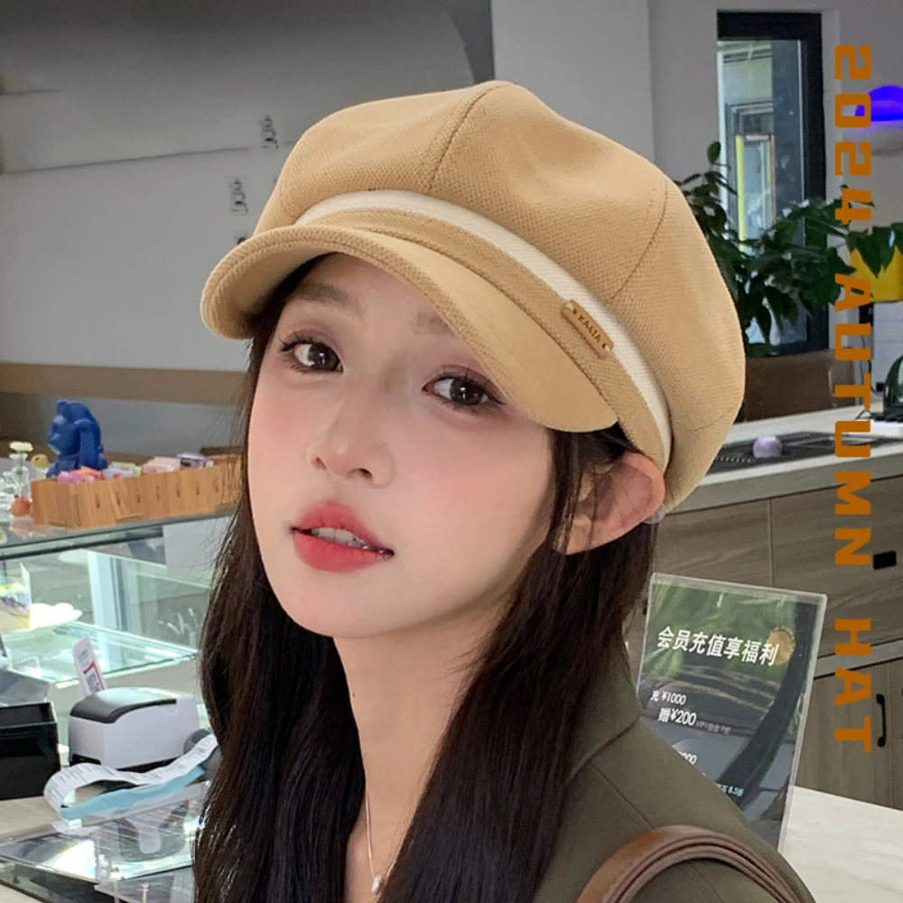 

HT4433 Autumn Winter Women Cap Hat Vintage Artist Painter Beret Hat Ladies Elegant Octagonal Cap Female Retro Berets for Women