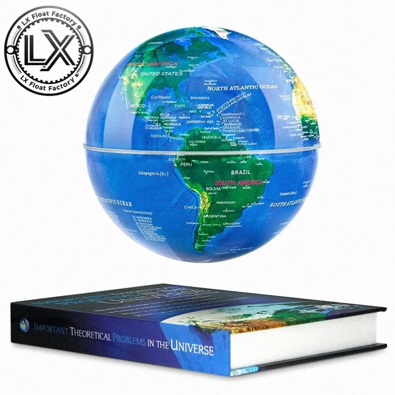 Floating Globe with LED Lights Rotating Globe World Map with Book Base for Home Office Desk for Men Boys Girls Gift for Birthday