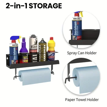 Étagère murale en acier T1, stockage de bouteilles de peinture, porte-serviettes en papier, outil d'évaluation pour garage, espace de travail artisanal