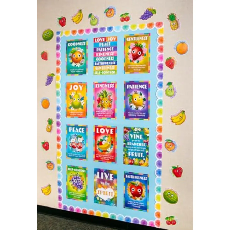 Teacher Created Resources Colorful Poms Scalloped Die-Cut Rolled Border Trim - 50ft - Decorate Bulletin Boards, Walls, Desks, W view 5