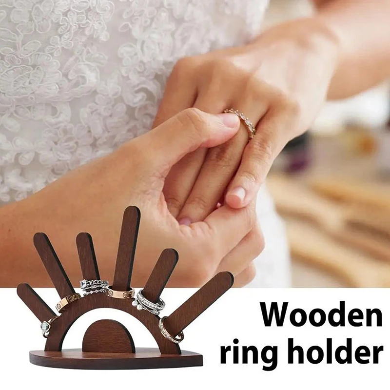 

Wooden Ring Holder Wooden Hand Ring Holder & Organizer Space-Saving Display Stand Jewelry Showcase Ring Display For Dressers