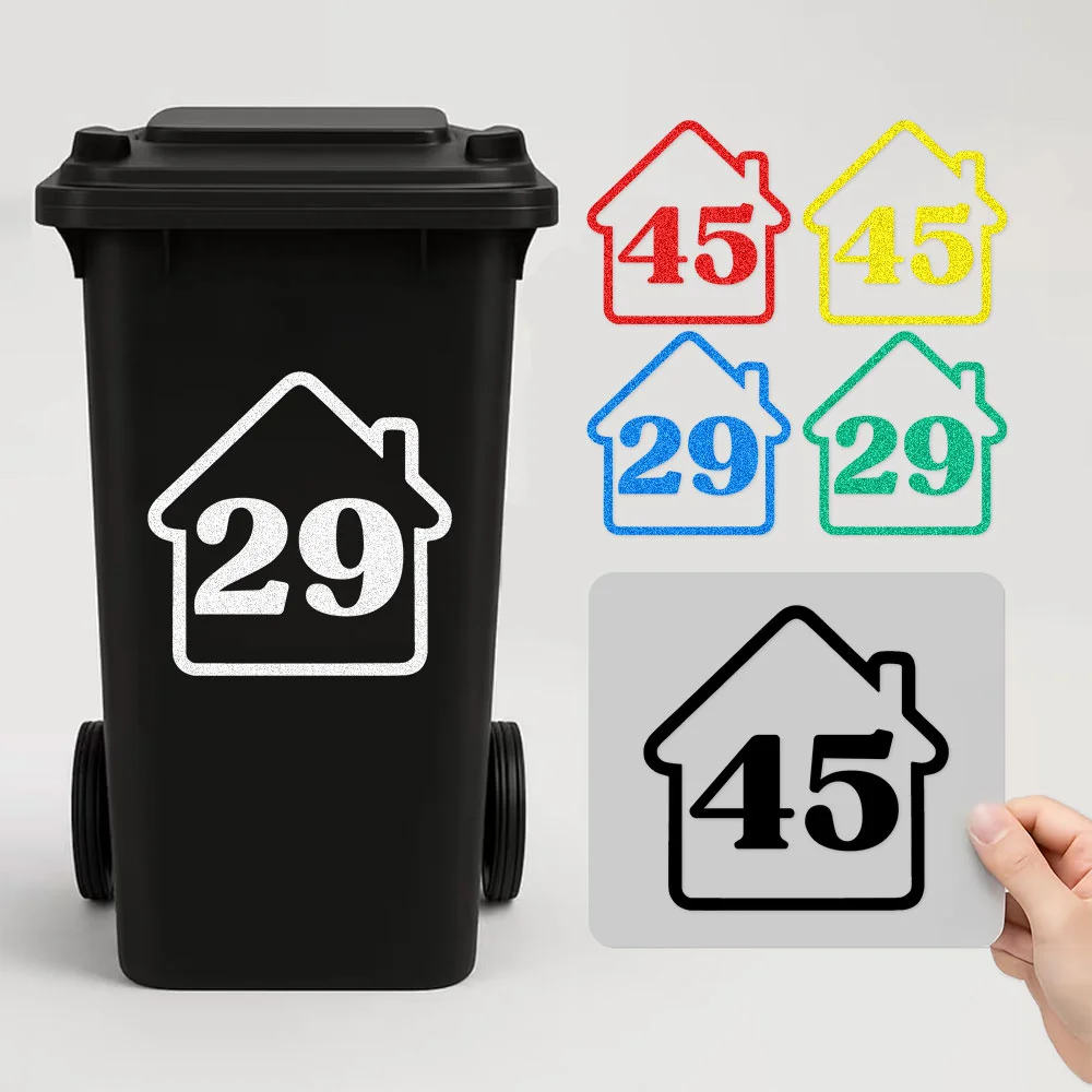 3PCS Custom Reflective Trash Bin House Number Stickers Personalized Waterproof Vinyl Sticker New Home Decoration High20/25CM