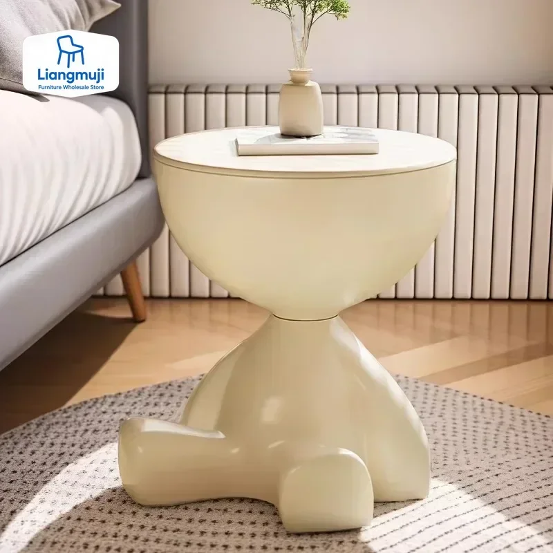 1pc Modern Round Matte Finish Side Table - Small Storage Rack Stool for Living Room, Bedside Nightstand, Minimalist Coffee Table