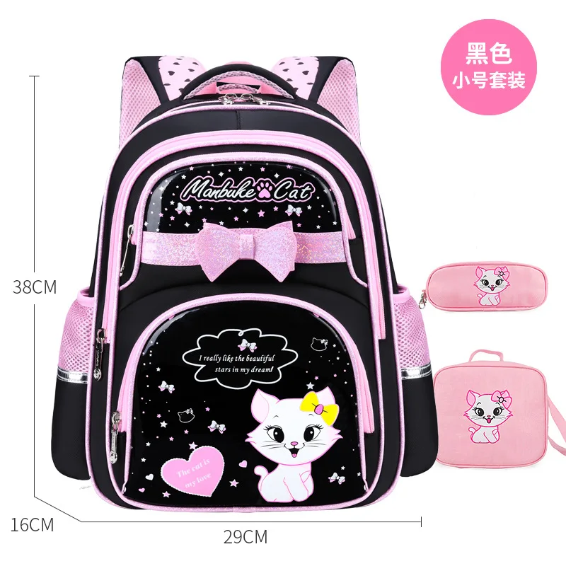 Crianças sacos de escola meninas crianças gato primário dos desenhos animados mochila princesa conjunto ortopédico mochila infantil