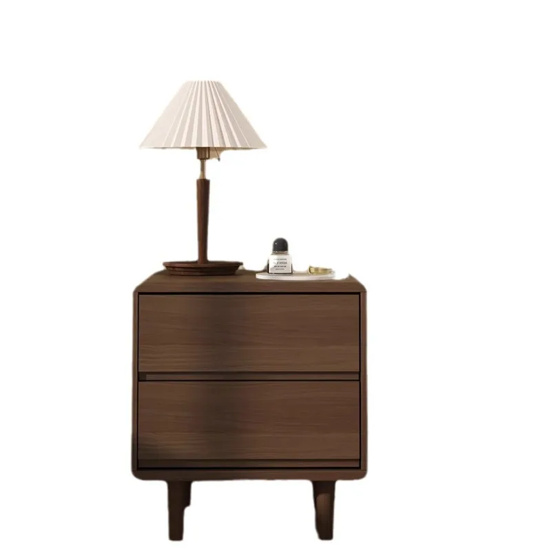 Nordic All Solid Wood Bedside Table Simple Modern 2024 New Log Style Home Bedroom Small Bedside Storage Cabinet