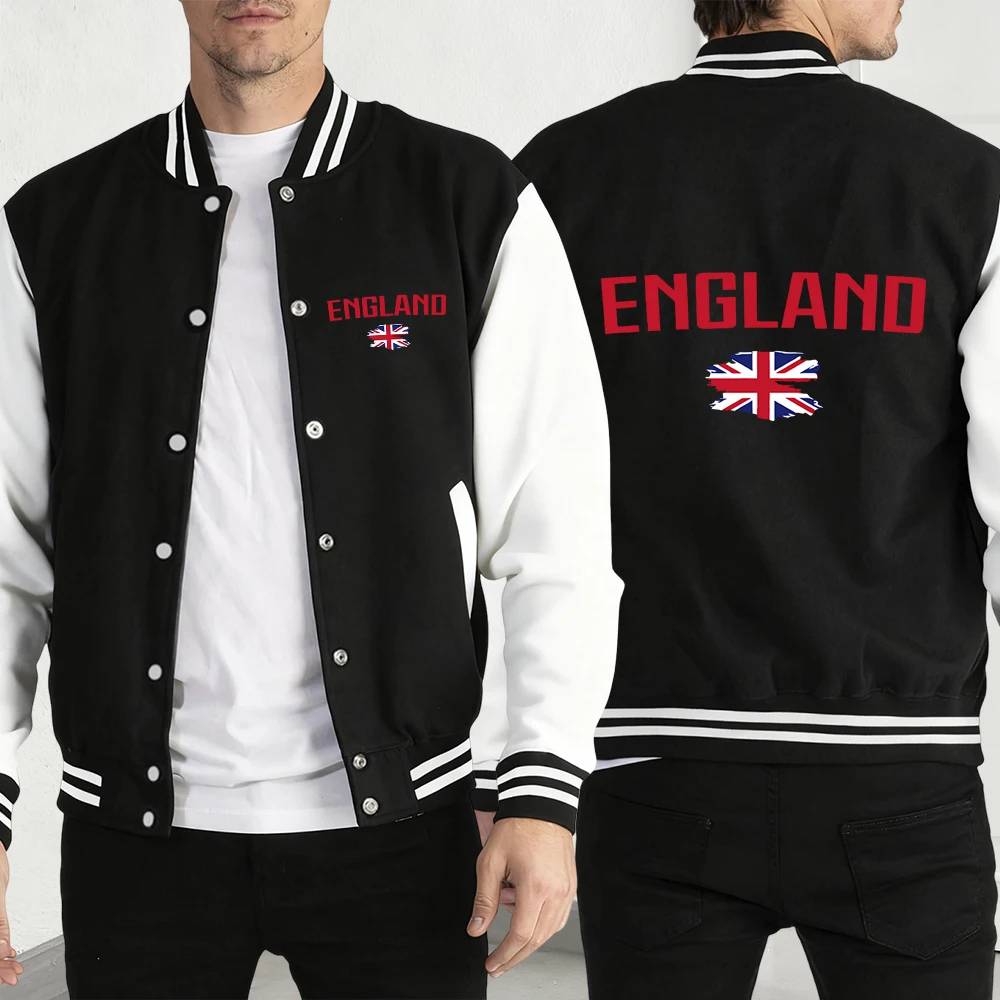 

Флаг Англии с индивидуальным принтом, мужской бейсбольный трикотаж в стиле ретро, свободная мужская одежда, модная куртка с карманами, осенний пуловер, одежда унисекс