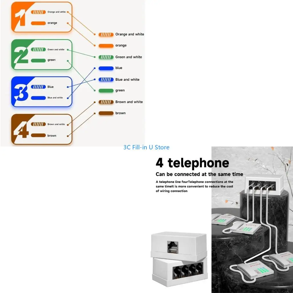 G8TA RJ45 to RJ11 Converter Netword to Telephone Converter Enjoy Efficient Phone Connectivity RJ45 to RJ11 4-Way Splitter