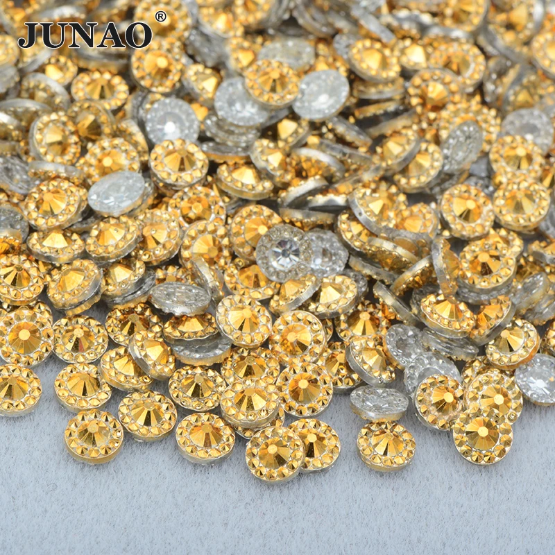 JUNAO 4mm 5mm 6mm Pink AB Round Flower Rhinestone Nail Crystal Strass Flatback Resin Stones for DIY Clothes Jewelry Crafts