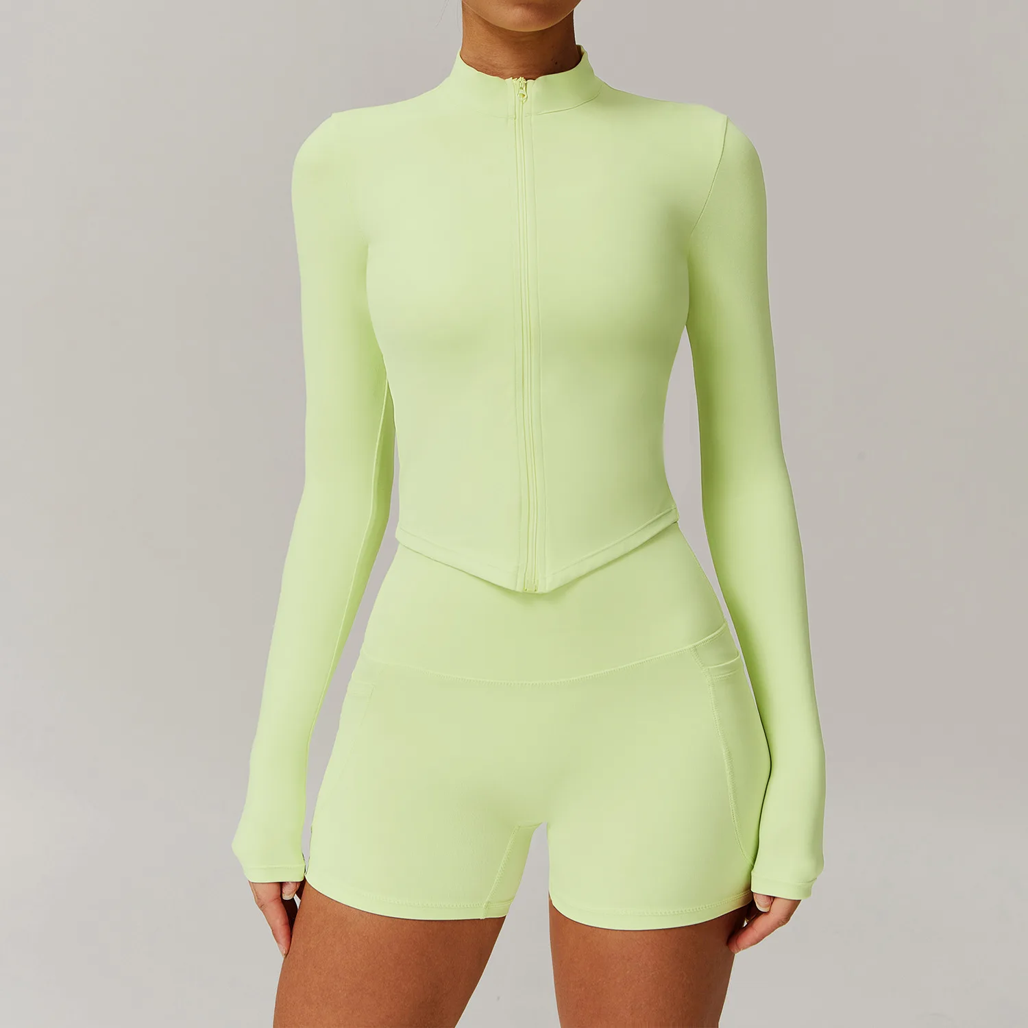 2 Pieces Yoga Set Fitness Jacket Workout Set Sportswear Women Gym Clothes Long Sleeve Crop Top High Waist Leggings Sports Suit image 6