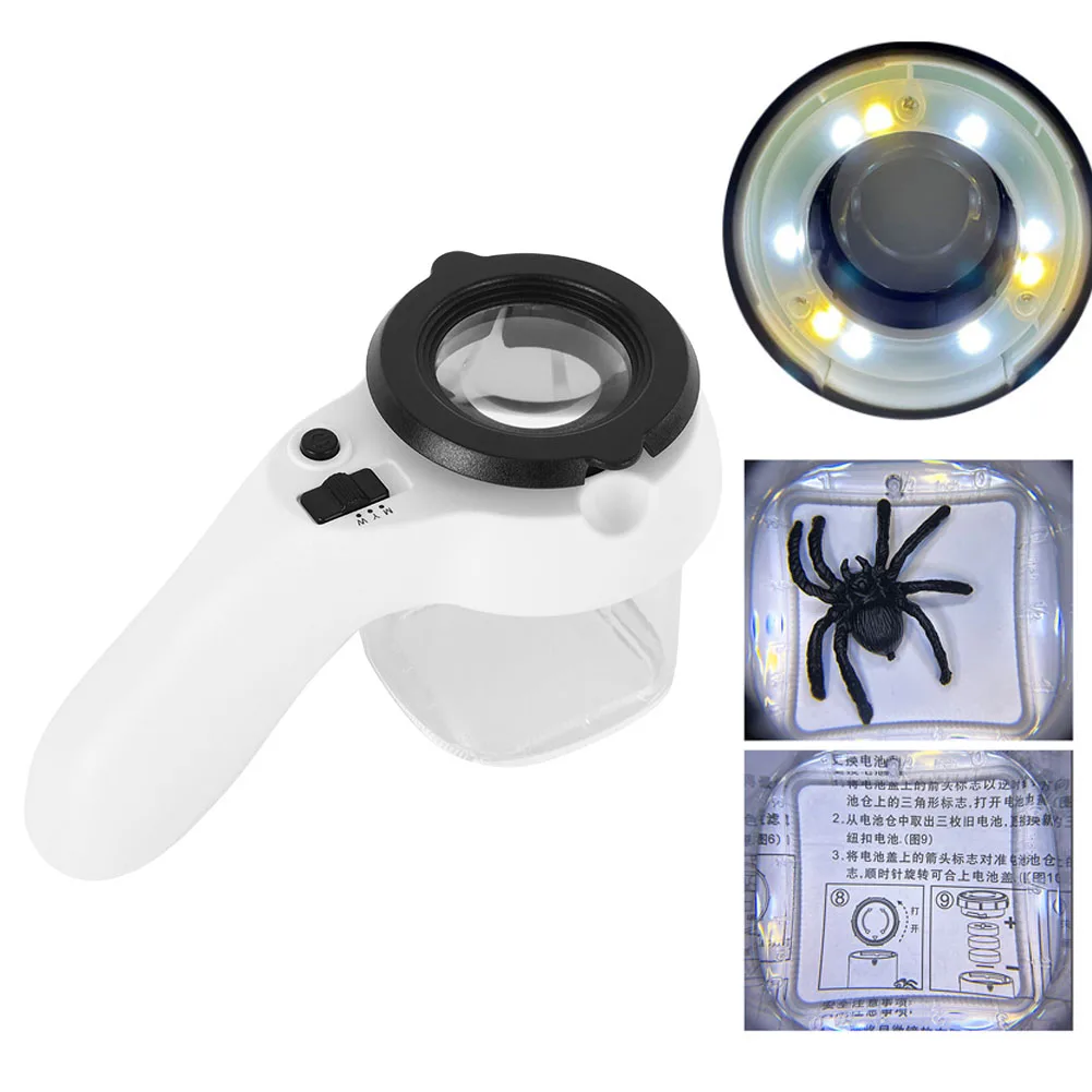 10X Illuminated Magnifying Glasses with 9LED  Light Reading Magnifier Loupe Glass Jewelry Inspection Insect Bug Viewer Box Tool