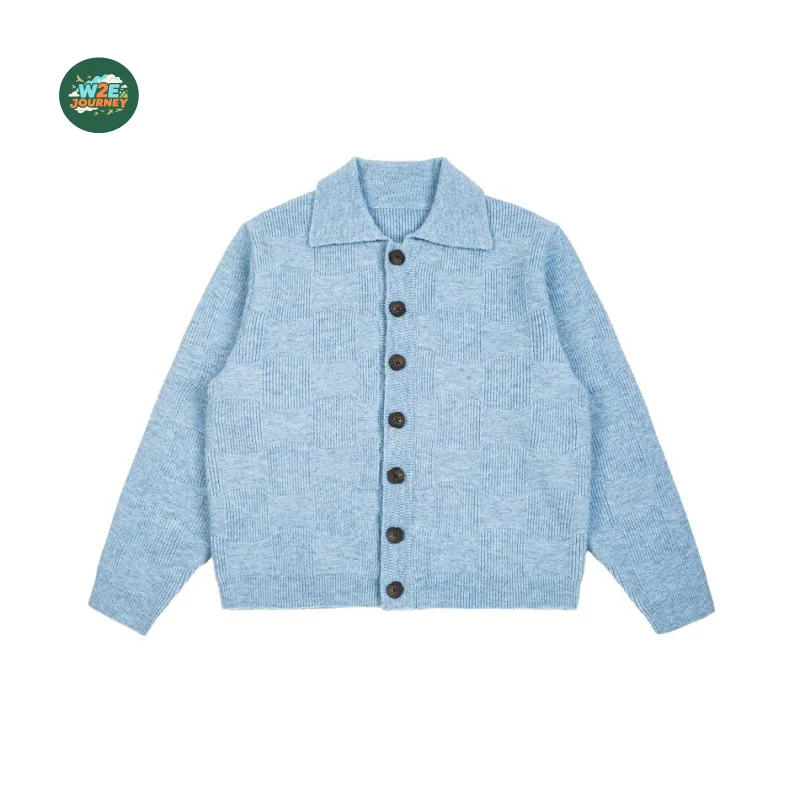 

W2EJOURNEY ЕС, США, размер, осенне-зимний кардиган, вязаный шерстяной свитер, мужской универсальный свитер из полиэстера с отложным воротником