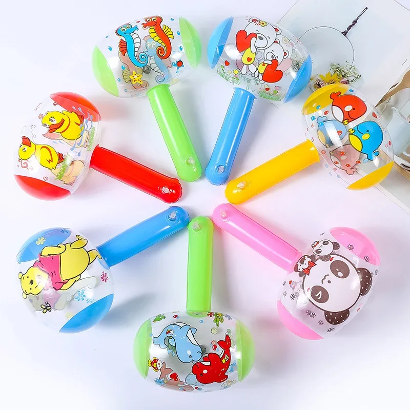 10Pcs Cartoon Inflatable Hammer with Bell Pool Beach Toys for Kids Birthday Party Favors Baby Shower Pinata Fillers Treasure Box