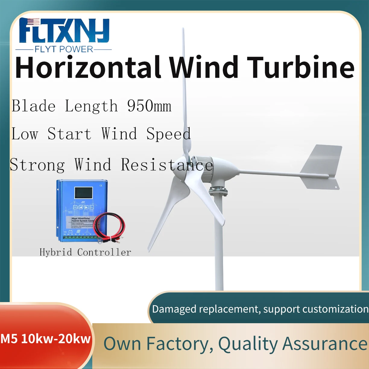 Free Energy Efficiency 10000W Horizontal Axis Wind Turbine Generator Home use New Energy Windmill Uninterrupted Power Supply