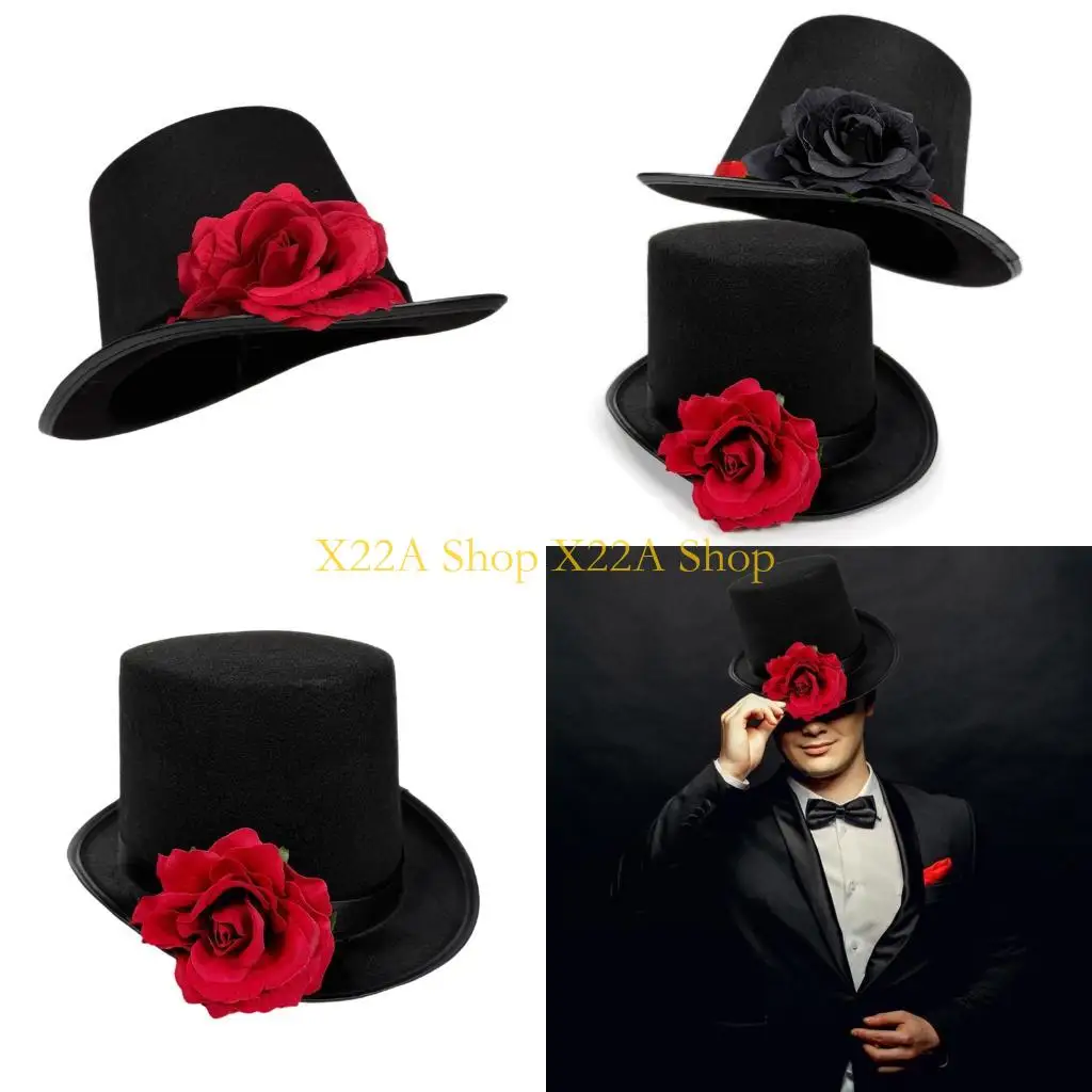 Unique Historical Fashion Cloth Rose Decorated President Cap Featherweights Sun Hat For Daily Commute Coastal Occurrences