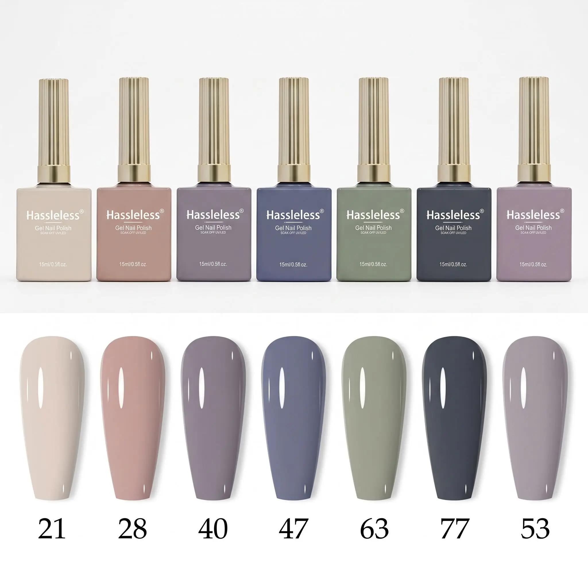Hassleless 7Pcs Nail Polish Gel Set 0.5 Oz, Applies Smoothly, No Brush Marks, Suitable for Halloween and Christmas