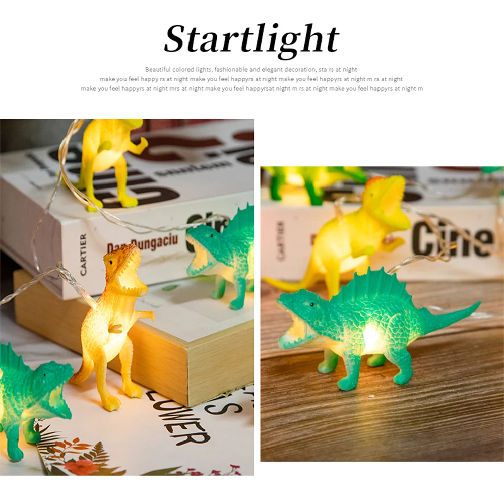 Imagem -04 - Dinossauro Lâmpada Corda com Caixa de Bateria dos Desenhos Animados Led Decoração Luzes para Crianças Decoração Casa 2m 10leds