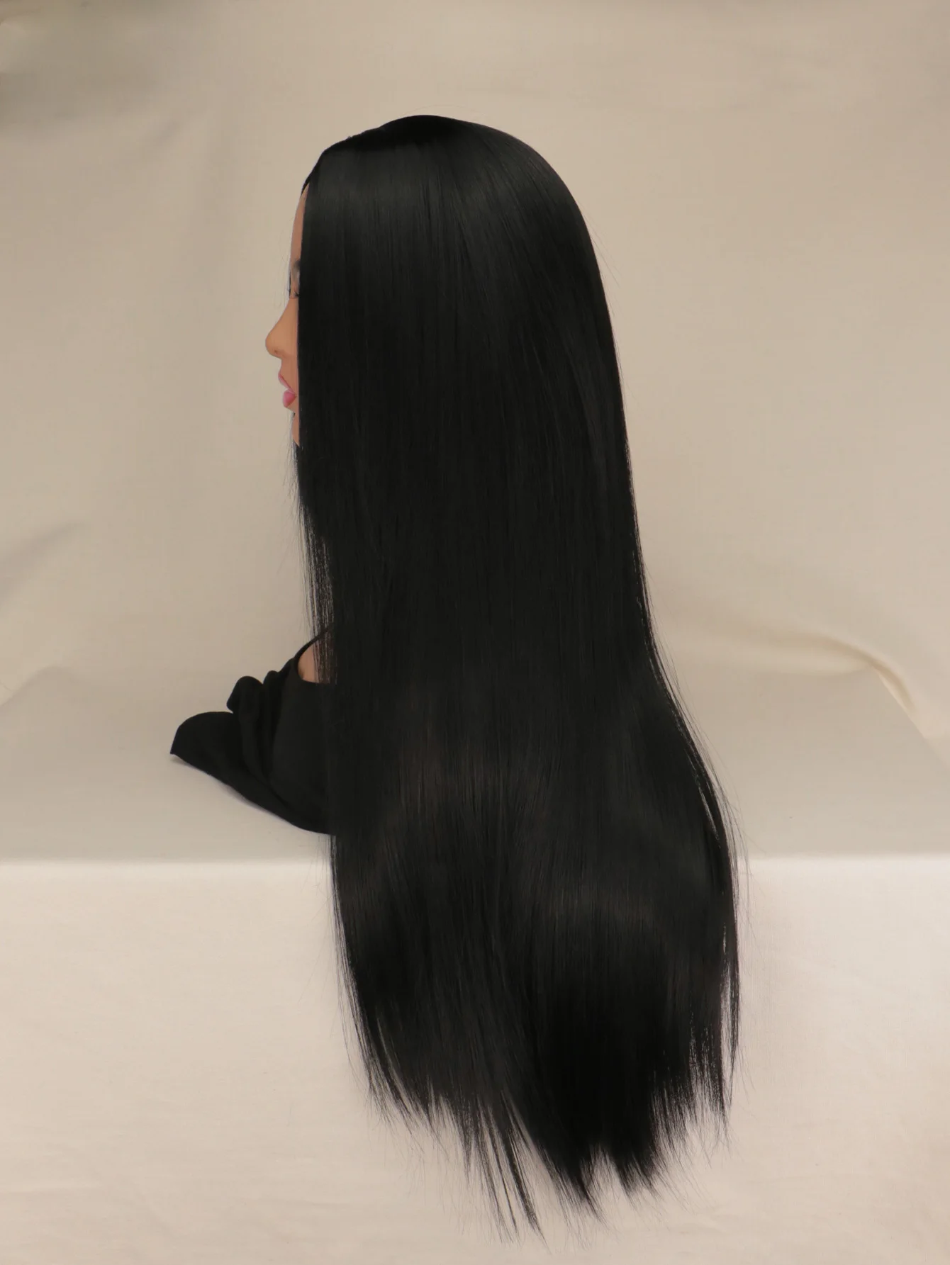 Black Wig Women's Morticia Wig TV Cosplay Family Black Long Hair Synthetic High Heat Resistant