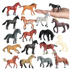 18 PCS Plastic Mini Horse Pony Figures Farm Animal Horses Figurines Horse Foal Toys Cake Topper Party Favor for Boys Girls