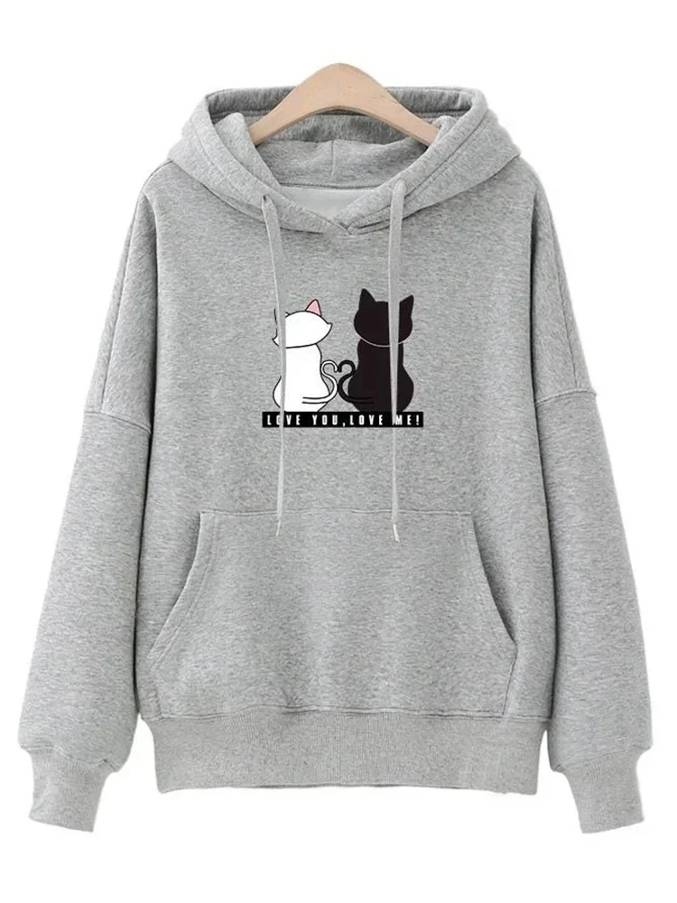 No Talk Me Cute Angry Cat Print Women Hoody Hip Hop Soft Sweatshirt Casual Fleece Sweatshirt Oversize Fleece Women Streetwear