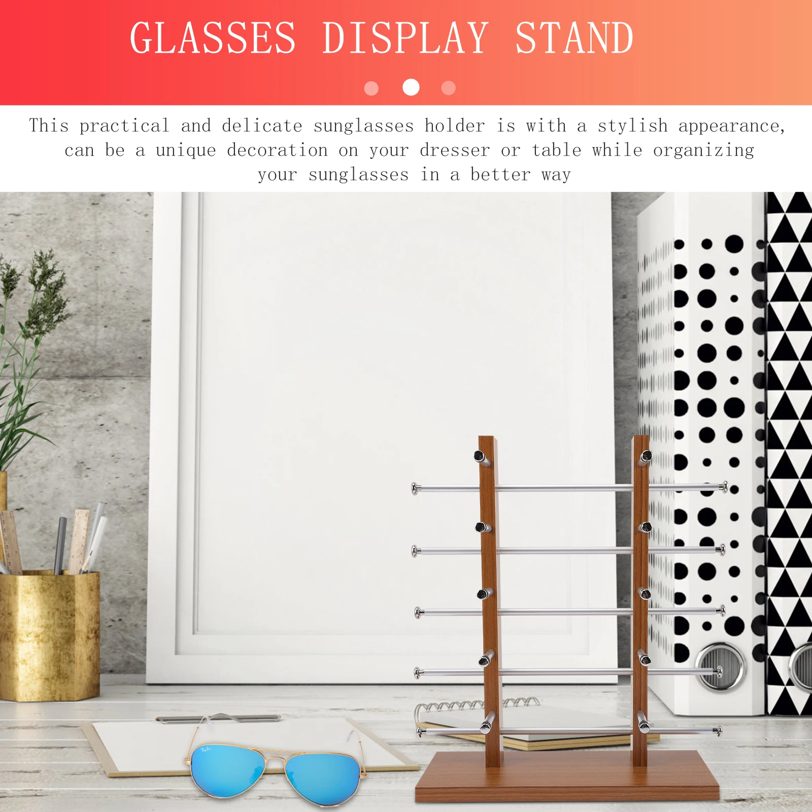 

Glasses Display Stand Eyeglasses Rack Sunglasses Eyewear Storage Organiser Light Brown Floor