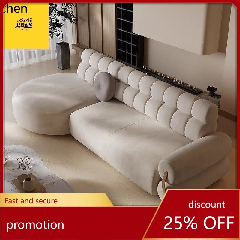 

YFY Fabric Sofa Cream Style Retro Corner Button Sofa