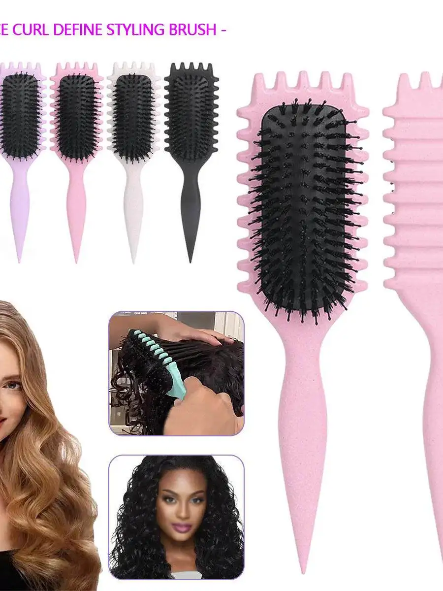 Cepillo de Peinado Bounce Curl Define, Herramienta de Peluquería para Cabello Rizado, Mango Ajustable, Reutilizable y Durader...