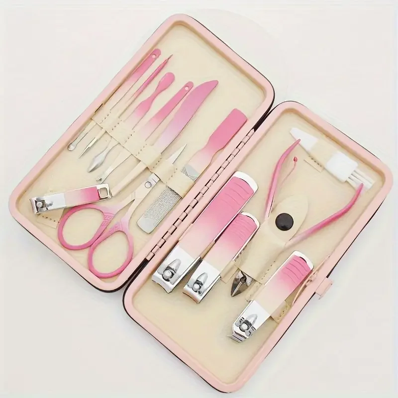 7/10/13/19pcs Nail Clippers Manicure Tool Set, With Portable Travel Case, Cuticle Nippers And Cutter Kit, Professional Nail Clip