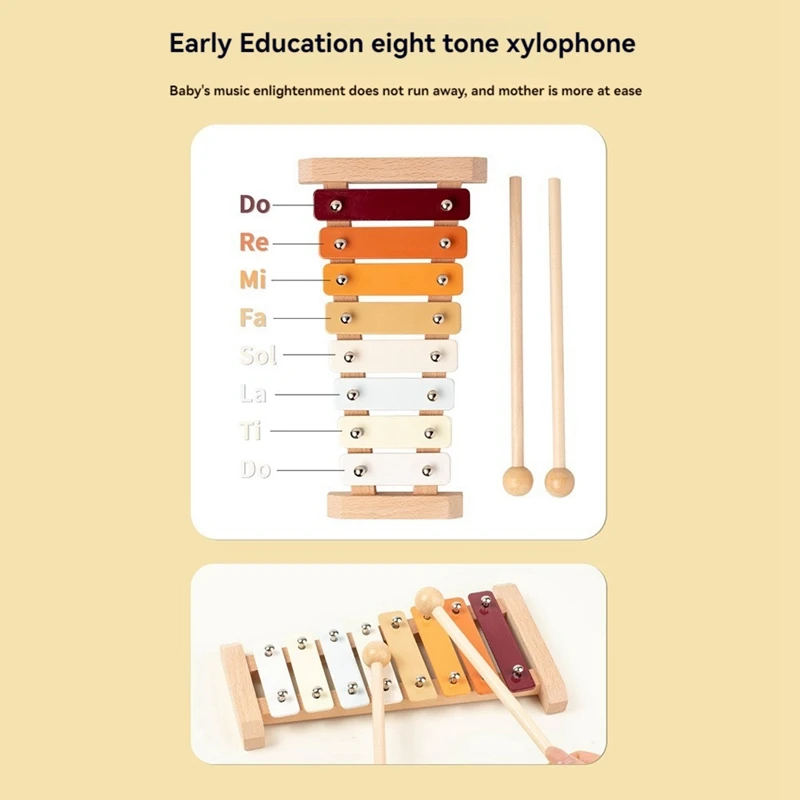 Instruments de musique en bois pour tout-petits, ensemble d'instruments PerSCH, jouet musical d'apprentissage précoce, 1-3