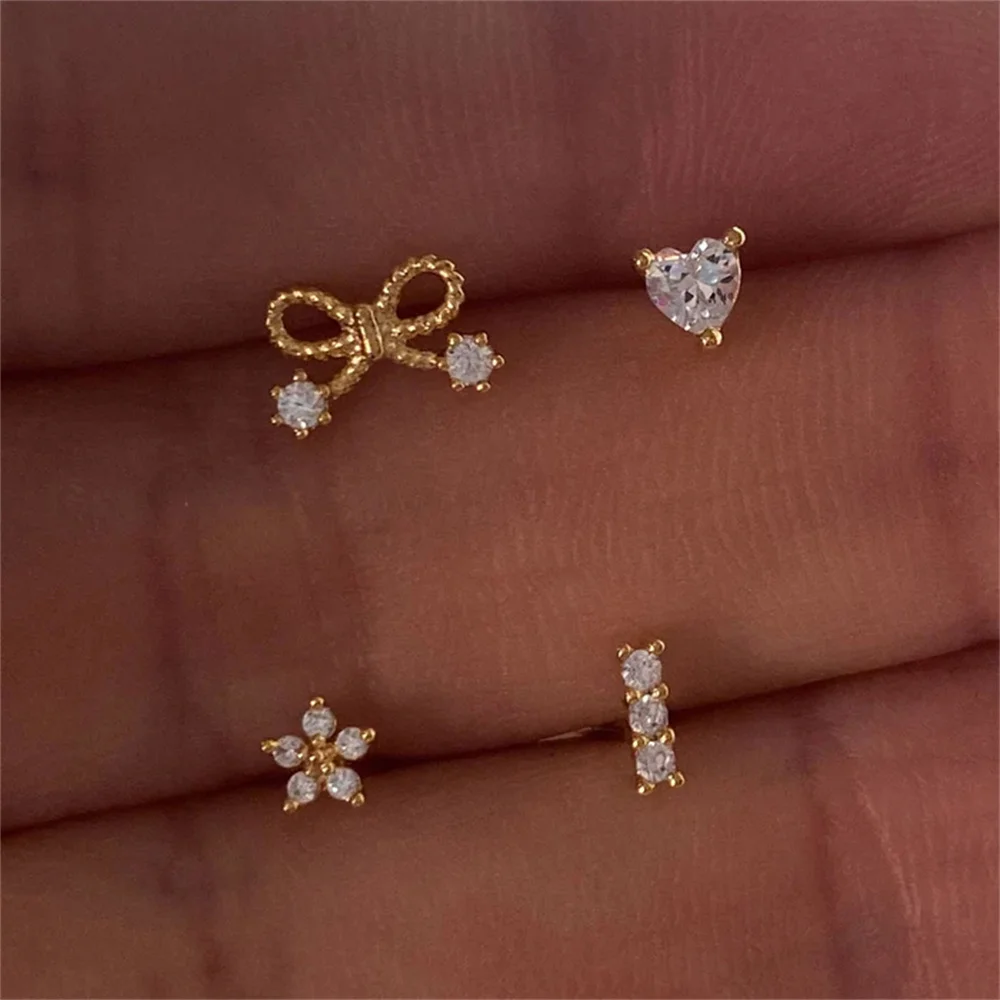 BOAKO 925 anting-anting kristal pita hati perak murni, anting-anting kristal geometris untuk wanita gadis