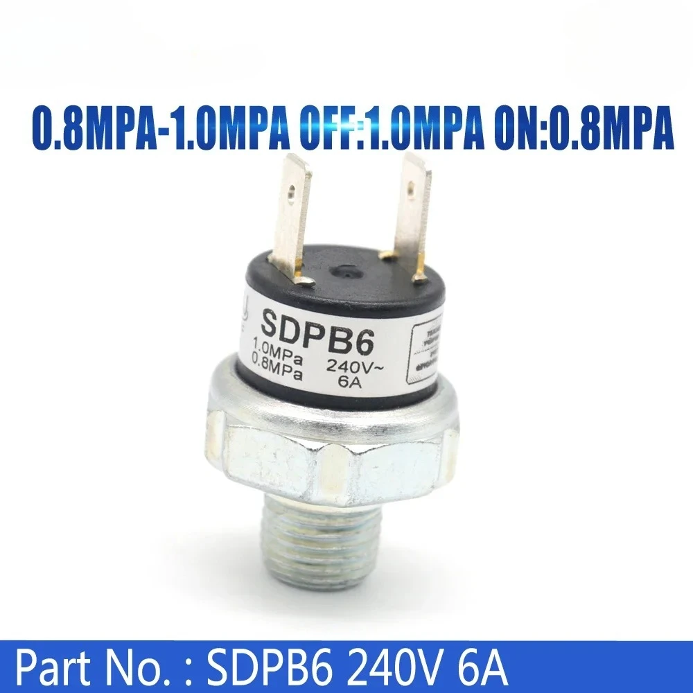 

SDPB6 240V 6A 0.8MPA-1.0MPA OFF 1.0MPA ON 0.8MPA Air Compressor Pressure Control Switch Valve Horn