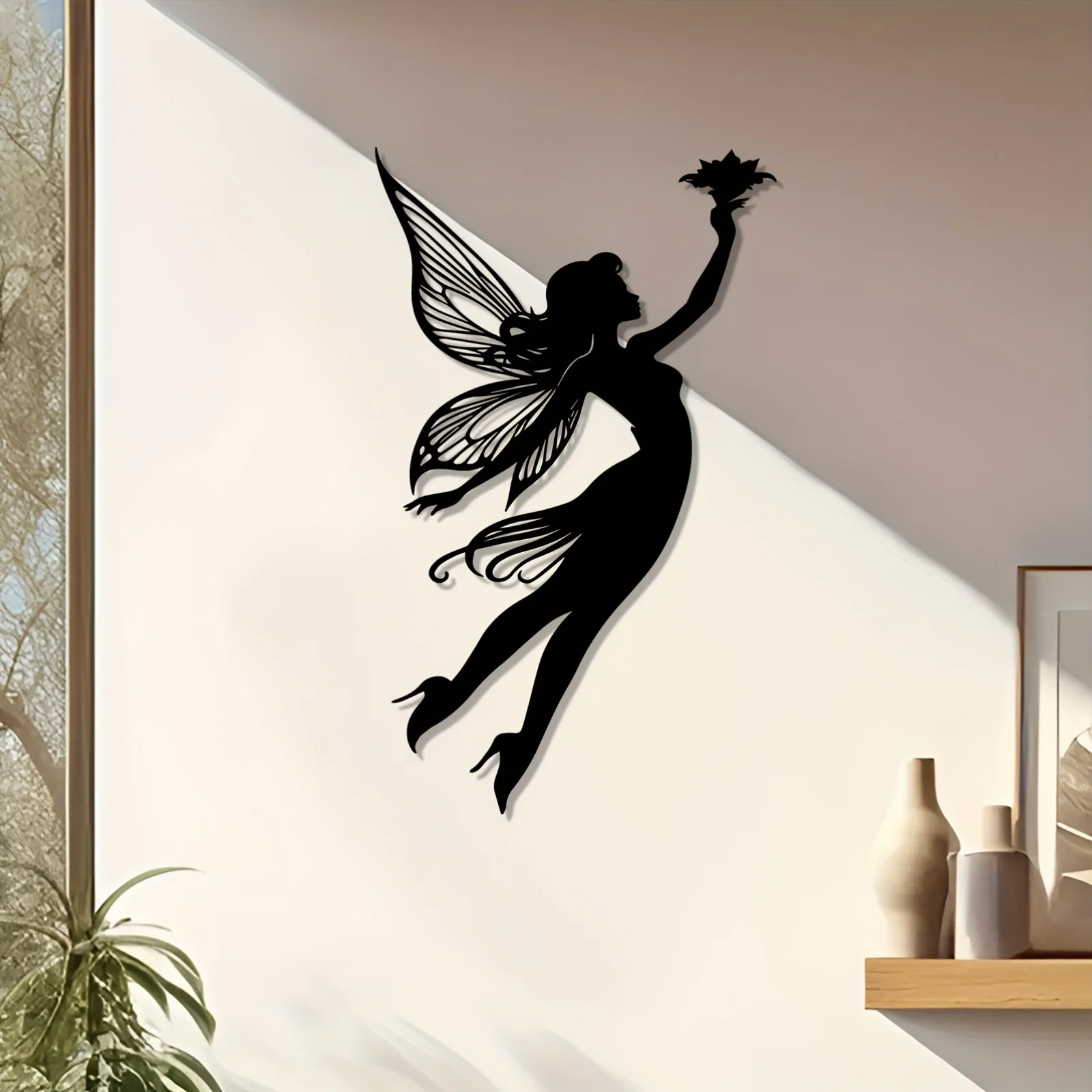CIFbuy Metal Wall Art 2D Forged Iron Fairy Wings Vintage Decor For Living Room Interior Hanging Sign Gift Wall Decoration