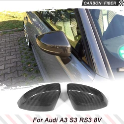 Car-Styling Carbon Fiber Replacement Stye Car Side Review Mirror Caps Covers dla Audi A3 S3 RS3 8V 2013-2018 Car Body Kits