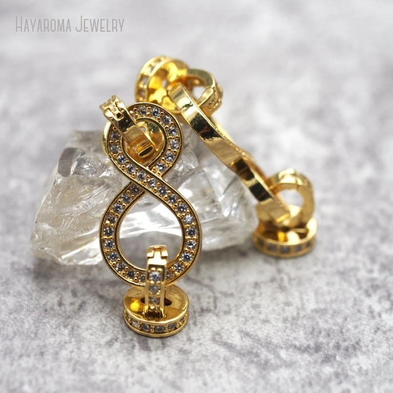 

5Pcs Clear Cubic Zirconia Metal & Hooks Gold Color Copper Wholesale Geometric Infinity Accessory Clasps