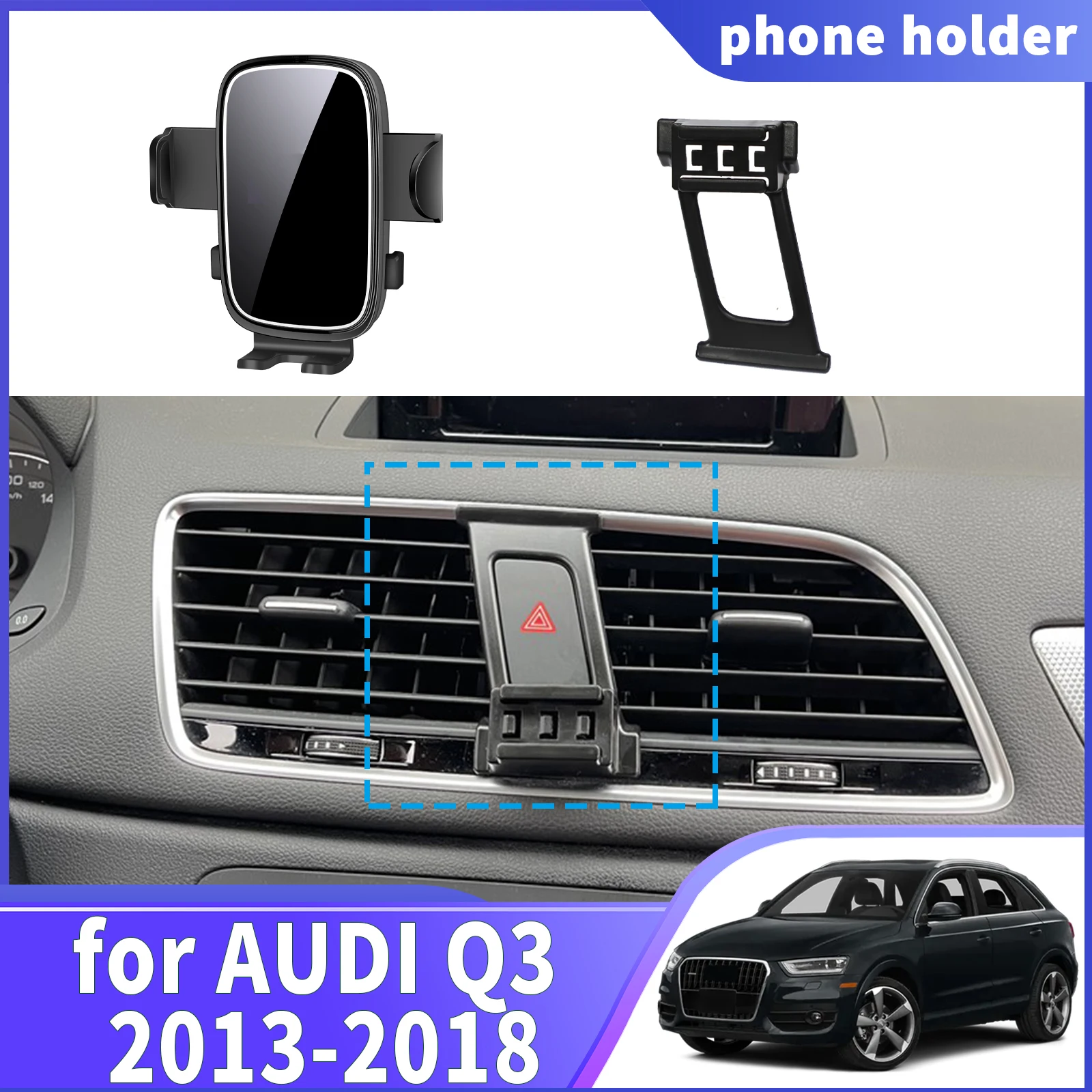 

fit for AUDI Q3 2013 2014 2015 2016 2017 2018 ​​Navigation Phone Holder Mount Customized Car accessoires